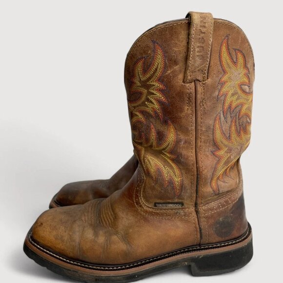 Justin WK4686 Driller Work Leather Square Toe Western Cowboy Boots Men's 7.5 D - Picture 12 of 12